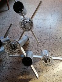 Lampadario Sciolari vintage anni 70 acciaio crista