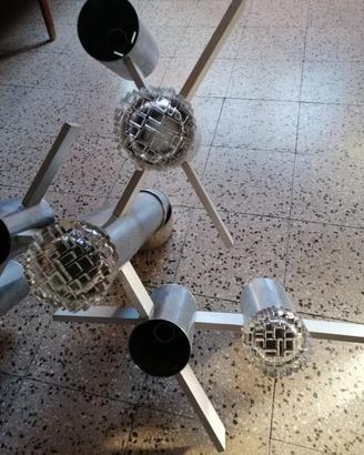 Lampadario Sciolari vintage anni 70 acciaio crista