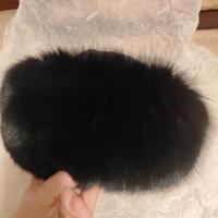 cappello volpe nera con calotta in pelle