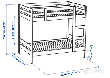 Letto a castello Mydal in legno Ikea