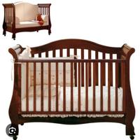 lettino culla pali in legno noce scuro 