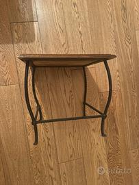 Tavolino basso Ferro battuto legno etnico quadrato