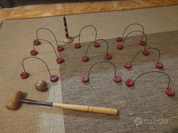 set da cricket in legno anni 40