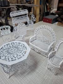 set da giardino in miniatura casa delle bambole 