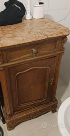 mobiletto in legno  con ripiano marmo rosa