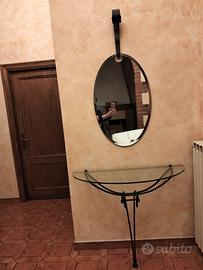 Consolle cantori in ferro battuto con specchiera 