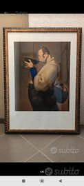 Litografia Wainer Vaccari " Il bevitore" 1992