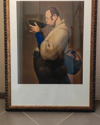 Litografia Wainer Vaccari " Il bevitore" 1992