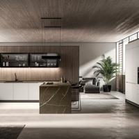 Cucina con Penisola, Doppia Colonna e Tavolo Snack