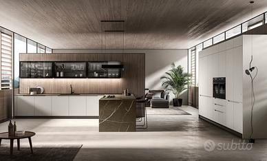 Cucina con Penisola, Doppia Colonna e Tavolo Snack