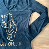 Maglietta maniche lughe scollo V nera Winnie Pooh