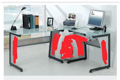 scrivania angolare in vetro 