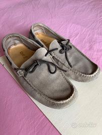 Mocassino in vera pelle grigio usato suola gomma