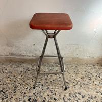 SGABELLO VINTAGE ANNI 60-70 IN METALLO CROMATO