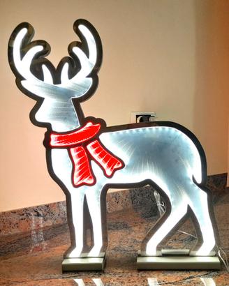 Renna Natale Con Sciarpa Rossa Illuminazione LED
