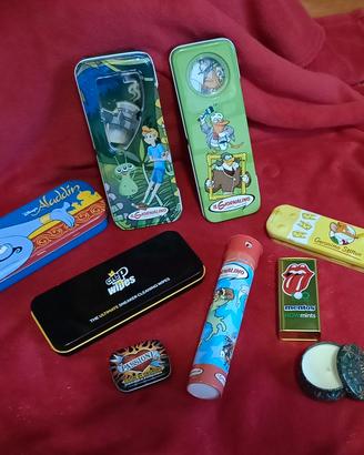 Set 9 scatoline di latta 