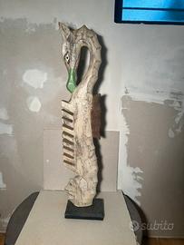 Cavalluccio marino in legno vintage portalibri