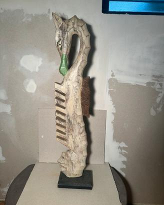 Cavalluccio marino in legno vintage portalibri