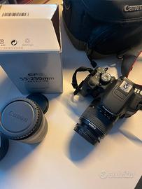 Reflex Canon 700d con 18-55mm e zoom 55-250mm