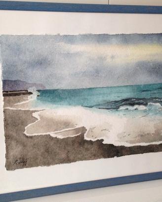 Acquerello con marina ligure