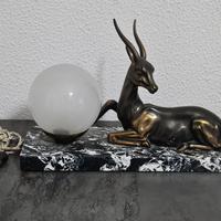 Lampada art deco' anni 30 gazzella e marmo