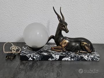 Lampada art deco' anni 30 gazzella e marmo