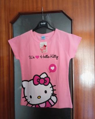 Maglietta rosa con stampa di Hello Kitty bambina 