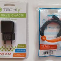 Alimentatore Techly + cavo Manhattan USB A->microB