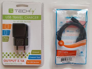 Alimentatore Techly + cavo Manhattan USB A->microB