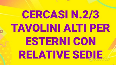 Tavolini alti per esterni con relative sedie