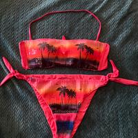 Bikini Rosa paillettes disegno palme