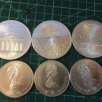 lotto 6 monete canada argento '925 10 5 dollari