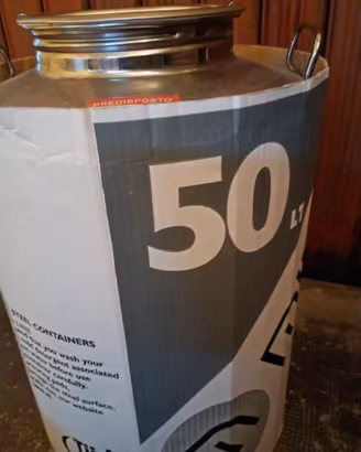 Dama olio in acciaio inox da 50 litri – Come nuova