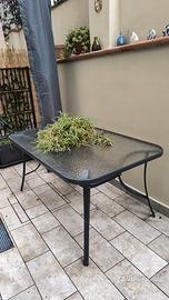 Set tavolo 150x90 cm top trasparente e 4 sedie