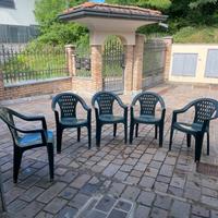 5 Sedie plastica colore verde x giardino