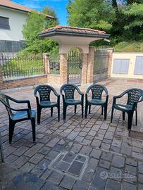 5 Sedie plastica colore verde x giardino