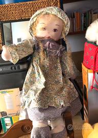 Bambola di pezza vintage 50 cm+Ceramica 10 cm