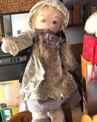 Bambola di pezza vintage 50 cm+Ceramica 10 cm