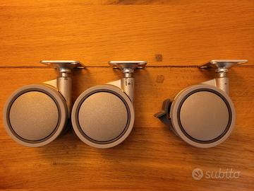 Ruote con piastra  per sedia, mobile - set di 3 