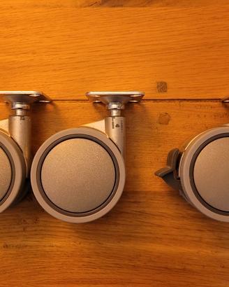 Ruote con piastra  per sedia, mobile - set di 3 