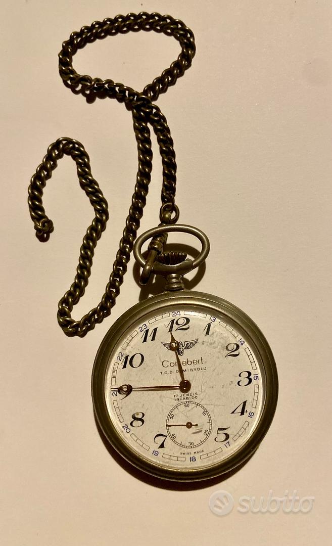 Orologio da tasca d'epoca 1940-950 Cortébert Abbigliamento e