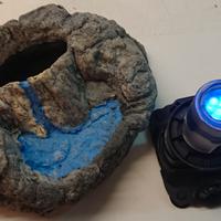 Acquario Arredo Vulcano GRIGIO e faretto BLU HYDOR