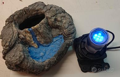Acquario Arredo Vulcano GRIGIO e faretto BLU HYDOR