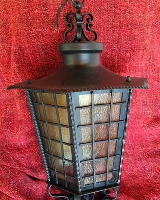 LAMPADARIO ESAGONALE IN FERRO BATTUTO