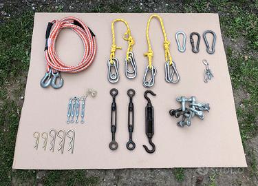 Ganci traino, moschettoni, tenditori, grillo ecc