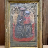 Dipinto su carta Madonna di Montenegro con cornice