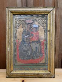 Dipinto su carta Madonna di Montenegro con cornice