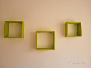 3 Cubotti-mensole verdi 