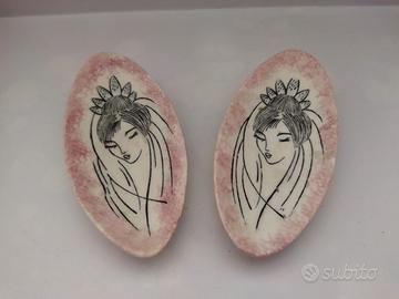 Coppia bomboniere vintage anni 50 di ceramica