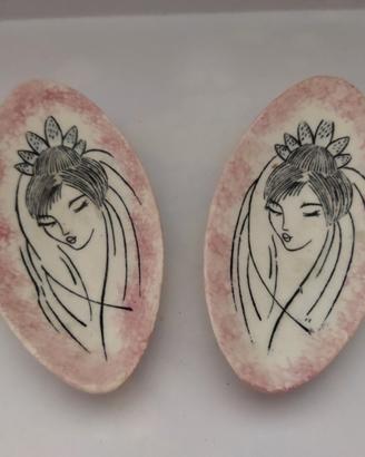 Coppia bomboniere vintage anni 50 di ceramica